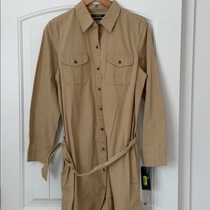 NWT Ralph Lauren Khaki Denim Belted Shirt Dress